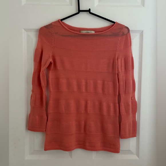 LOFT salmon pink tab sleeve sweater - Picture 1 of 3